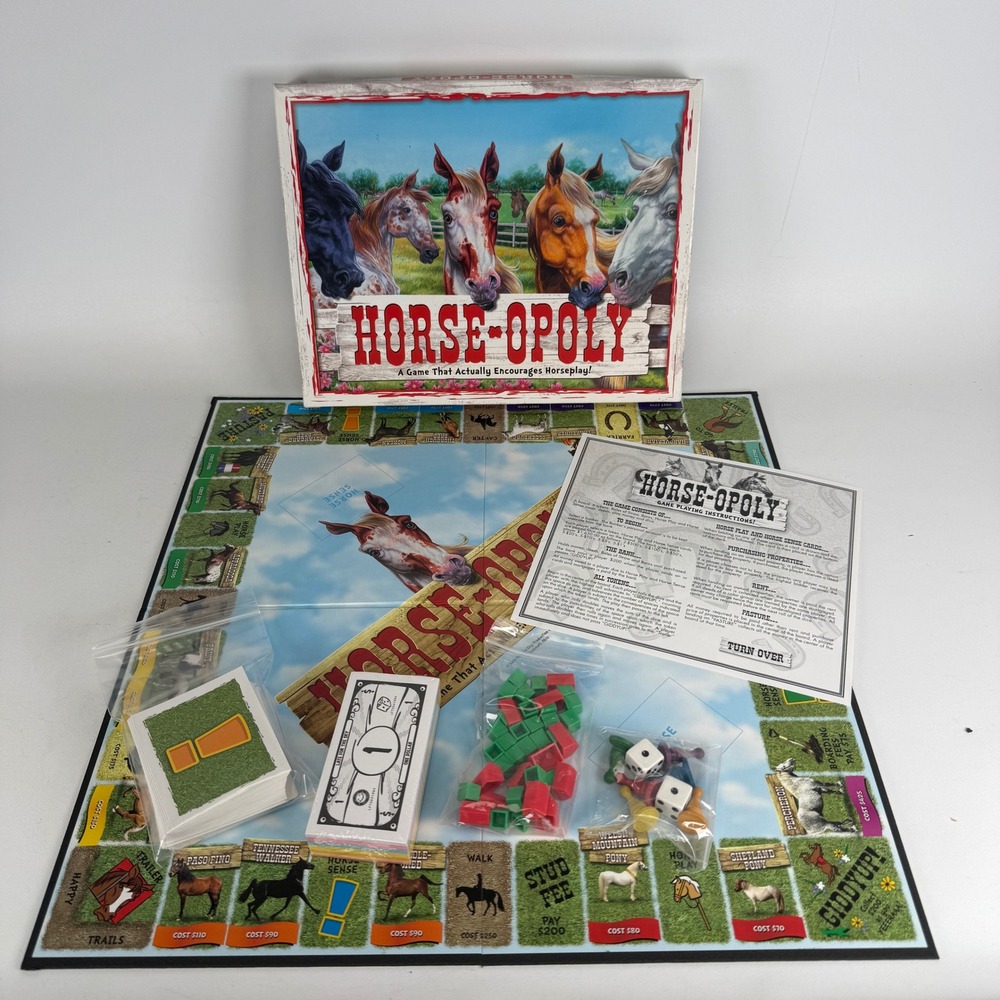 Horse-opoly Board Game Late for the Sky Equine Property Trading Game Complete